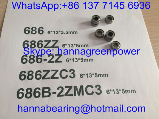 Beli 686B-2ZMC3 / 686-2ZC3 / 686ZZ Miniatur Deep Groove Ball Bearing dengan Metal Shield, 6*13*5mm pembuatan online