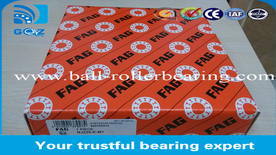 NJ220- E-M1 Roller Bearing Silinder Berbaris Tunggal Dengan Steel / Brass Cage