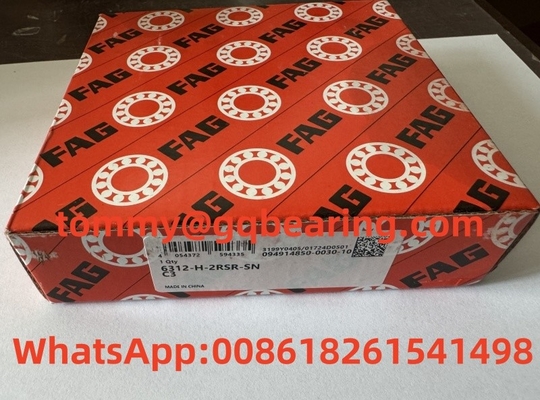 Lapisan baja Metal Cage FAG 6312-H-2RSR-SN-C3 Deep Groove Ball Bearing 60x130x31mm