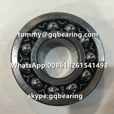 Bahan Baja Chrome 2203 Steel Cage Double Row Self-Aligning Ball Bearing 17x40x16mm