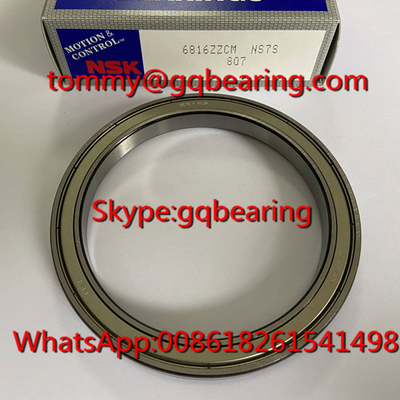Asal Jepang Gcr15 Baja Bahan NSK 6816ZZCM dinding tipis Deep Groove Ball Bearing 80 x 100 x 10 mm