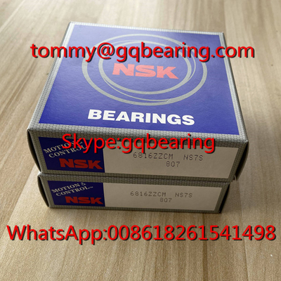 Asal Jepang Gcr15 Baja Bahan NSK 6816ZZCM dinding tipis Deep Groove Ball Bearing 80 x 100 x 10 mm